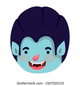 cute little boy head with dracula costume