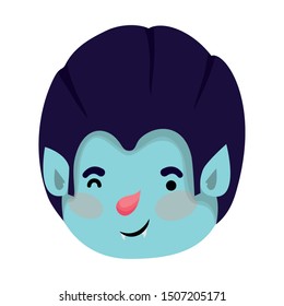 cute little boy head with dracula costume