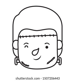 cute little boy head with frankenstein costume