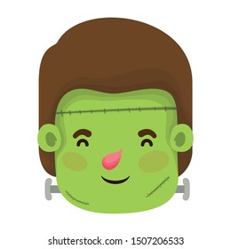 cute little boy head with frankenstein costume