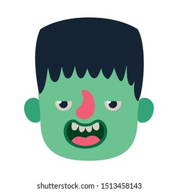 cute little boy head with frankenstein costume
