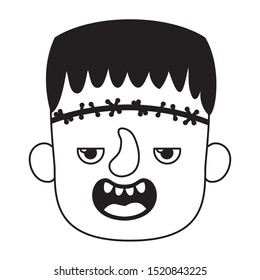 cute little boy head with frankenstein costume
