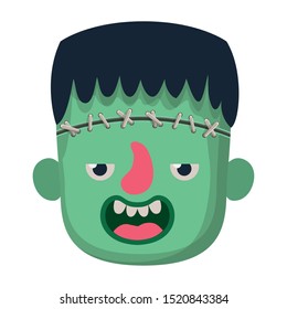 cute little boy head with frankenstein costume