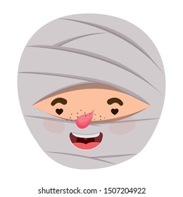 cute little boy head with mummy costume
