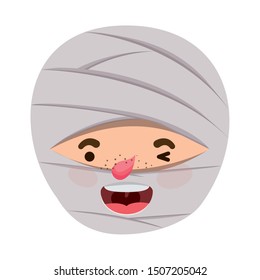 cute little boy head with mummy costume