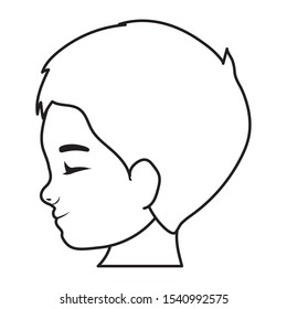 cute little boy head profile vector illustration design