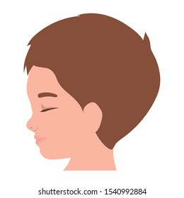 cute little boy head profile vector illustration design
