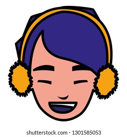 cute little boy head with warm ears