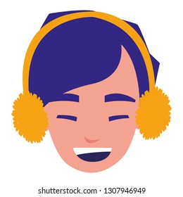 cute little boy head with warm ears