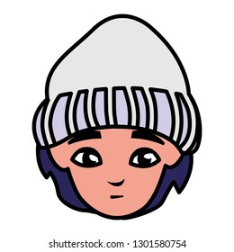 cute little boy head with winter hat