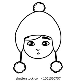 cute little boy head with winter hat