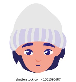 cute little boy head with winter hat