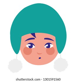 cute little boy head with winter hat