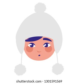 cute little boy head with winter hat