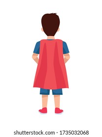 cute little boy with hero cloak vector illustration design