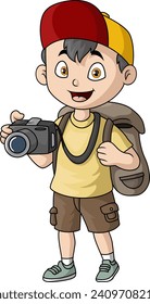 Un niño pequeño con cámara