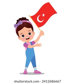 cute little boy holding flag