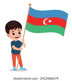 cute little boy holding flag