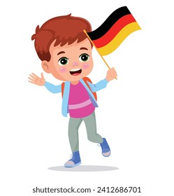 cute little boy holding flag