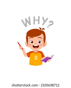 cute little boy holding note book as journalist