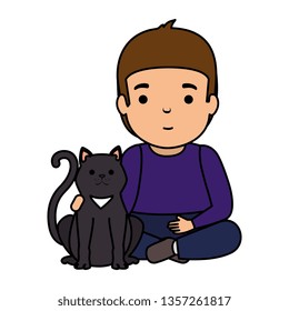 cute little boy with kitty