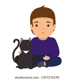 cute little boy with kitty