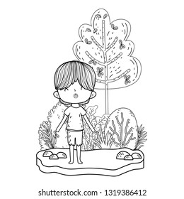 cute little boy in the landscape
