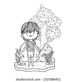 cute little boy in the landscape