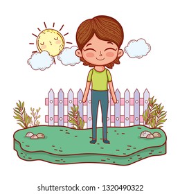 cute little boy in the landscape