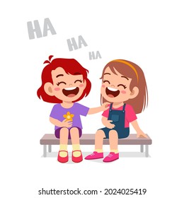 cute little boy laugh together with friend