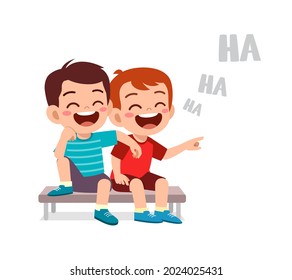 cute little boy laugh together with friend