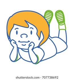 cute little boy lying character