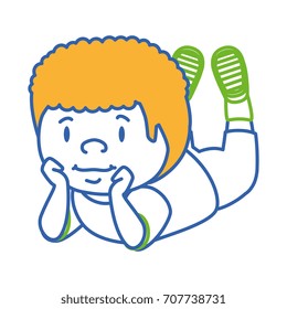 cute little boy lying character