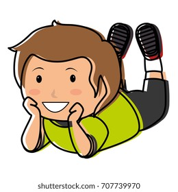 cute little boy lying character