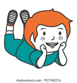 cute little boy lying character