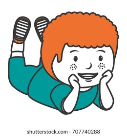 cute little boy lying character