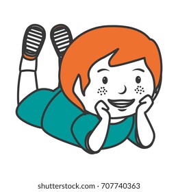 cute little boy lying character