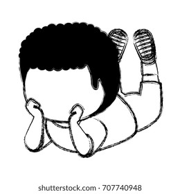 cute little boy lying character