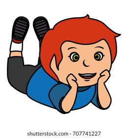 cute little boy lying character