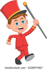cute little boy in a marching band leader costume