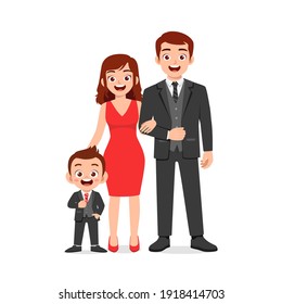 cute little boy with mom and dad together