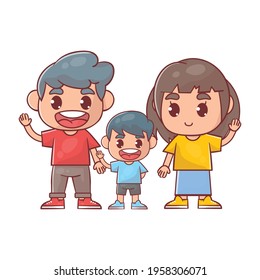 Cute little boy with mom and dad together Premium Vector
