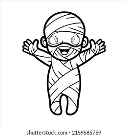 Cute little boy mummy cartoon waving hand vector image