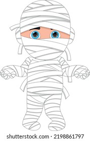 cute little boy in mummy costume