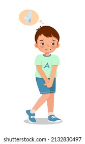 cute little boy need to pee holding urinary bladder want to go to toilet