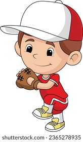 cute little boy playing baseball clipart