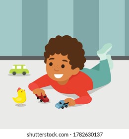 Cute little boy playing with chick