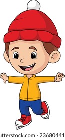cute little boy playing ice skating clipart