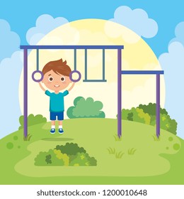 cute little boy playing on park