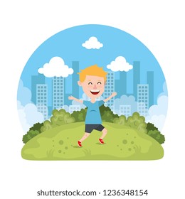 cute little boy playing on the park